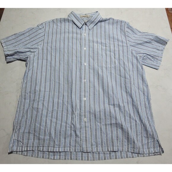 L.L. Bean Traditional Fit Mens XL-REG White w Purple Blue Stripes EUC - Picture 1 of 6